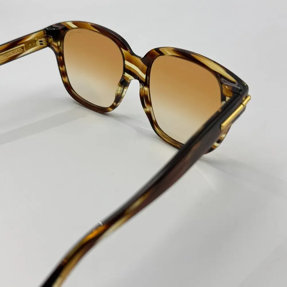 Tom Ford Sunglasses Icon FT1236 55F Havana Square Frame Brown Gradient Lens 58mm